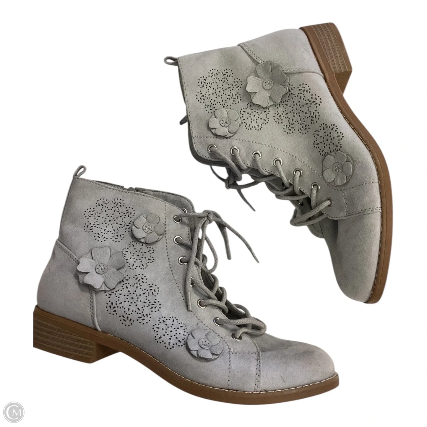 Boots Ankle Heels By So In Grey, Size: 9