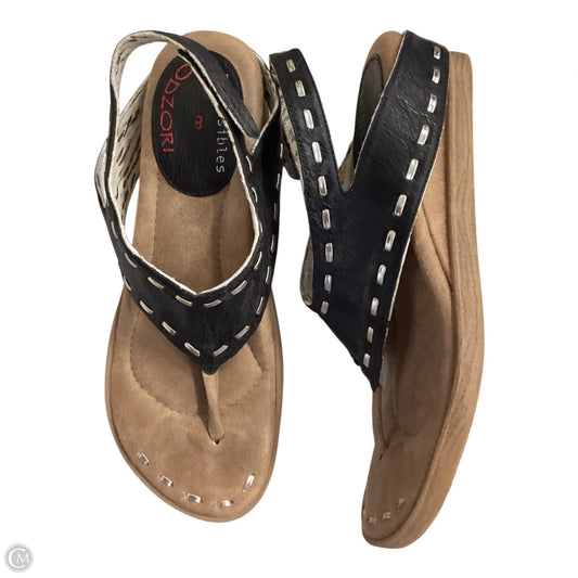 Sandals Heels Wedge By Crocs In Black, Size: 8