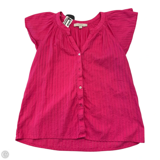 Blouse Short Sleeve By Loft In Pink, Size: Xs