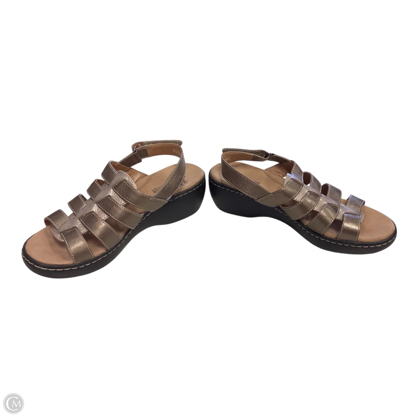 Shoes Heels Wedge By Clarks In Bronze, Size: 7.5