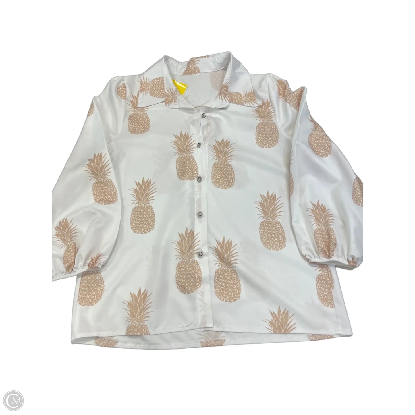 Top Long Sleeve By Clothes Mentor In Tan & White, Size: S