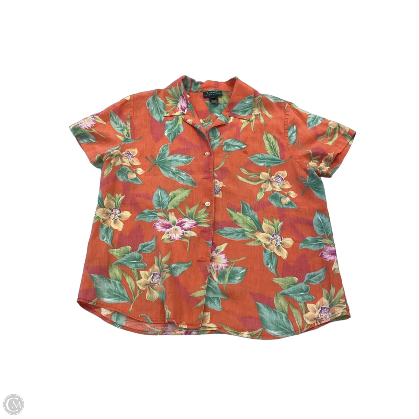 Top Short Sleeve By Ralph Lauren In Tropical Print, Size: L