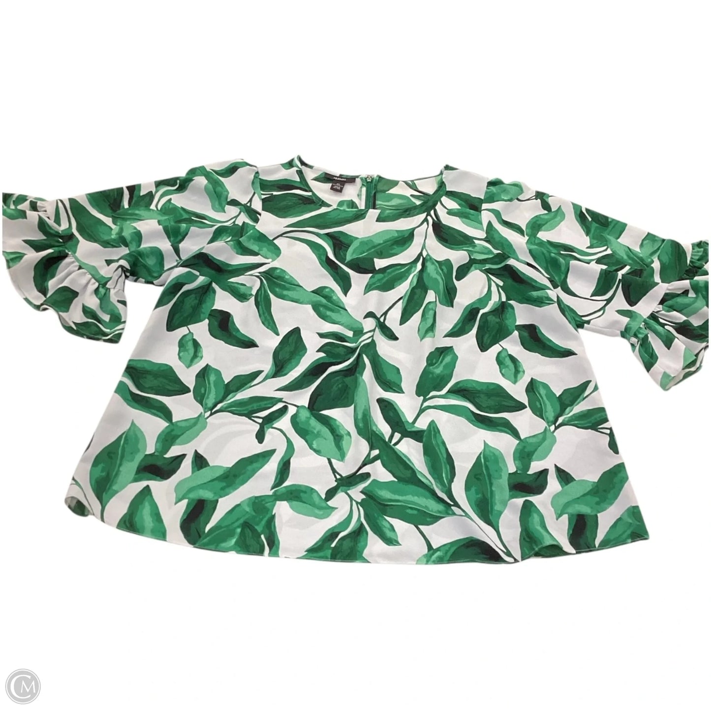 Blouse Long Sleeve By Alfani In Green & White, Size: 2x