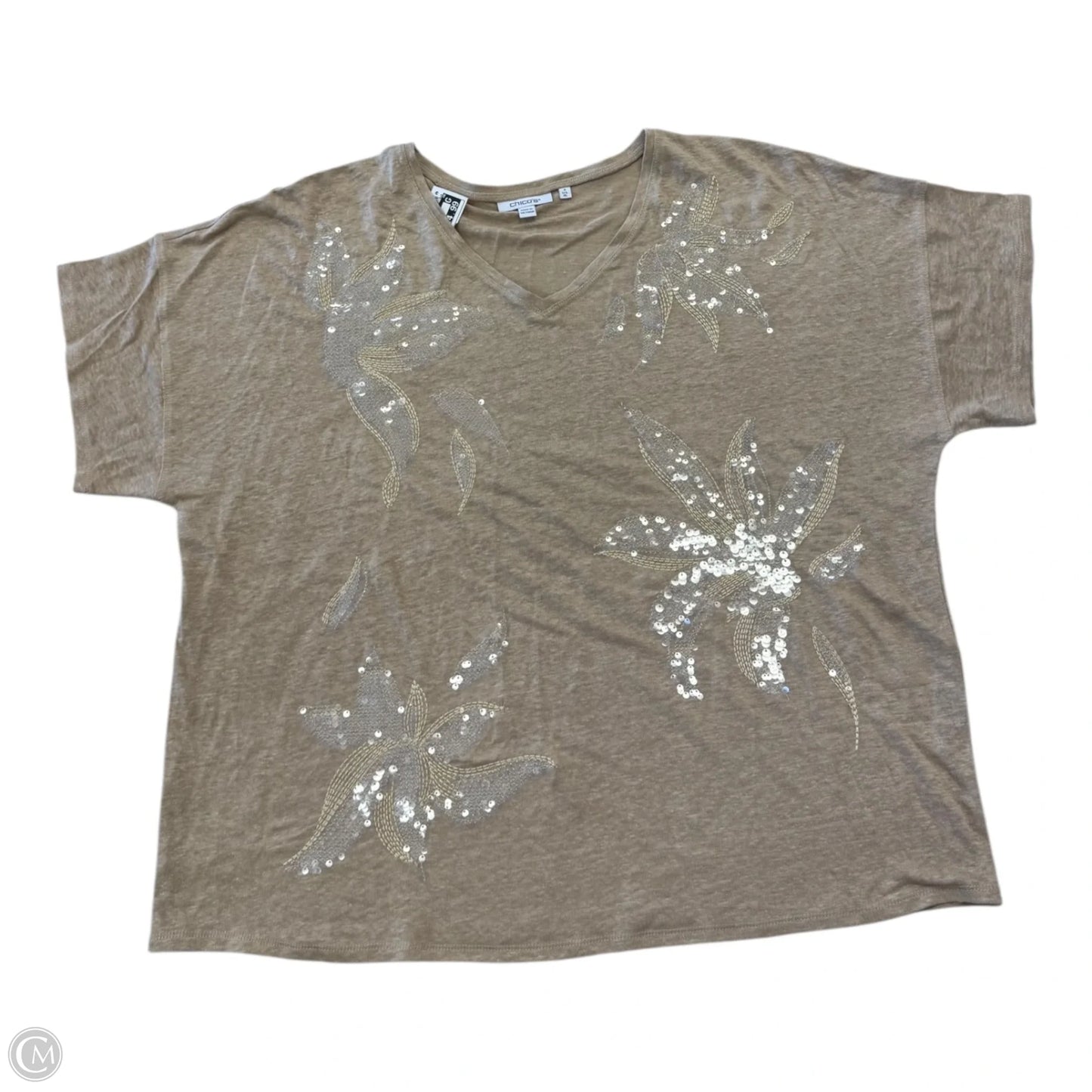 Top Short Sleeve By Chicos In Brown, Size: Xl