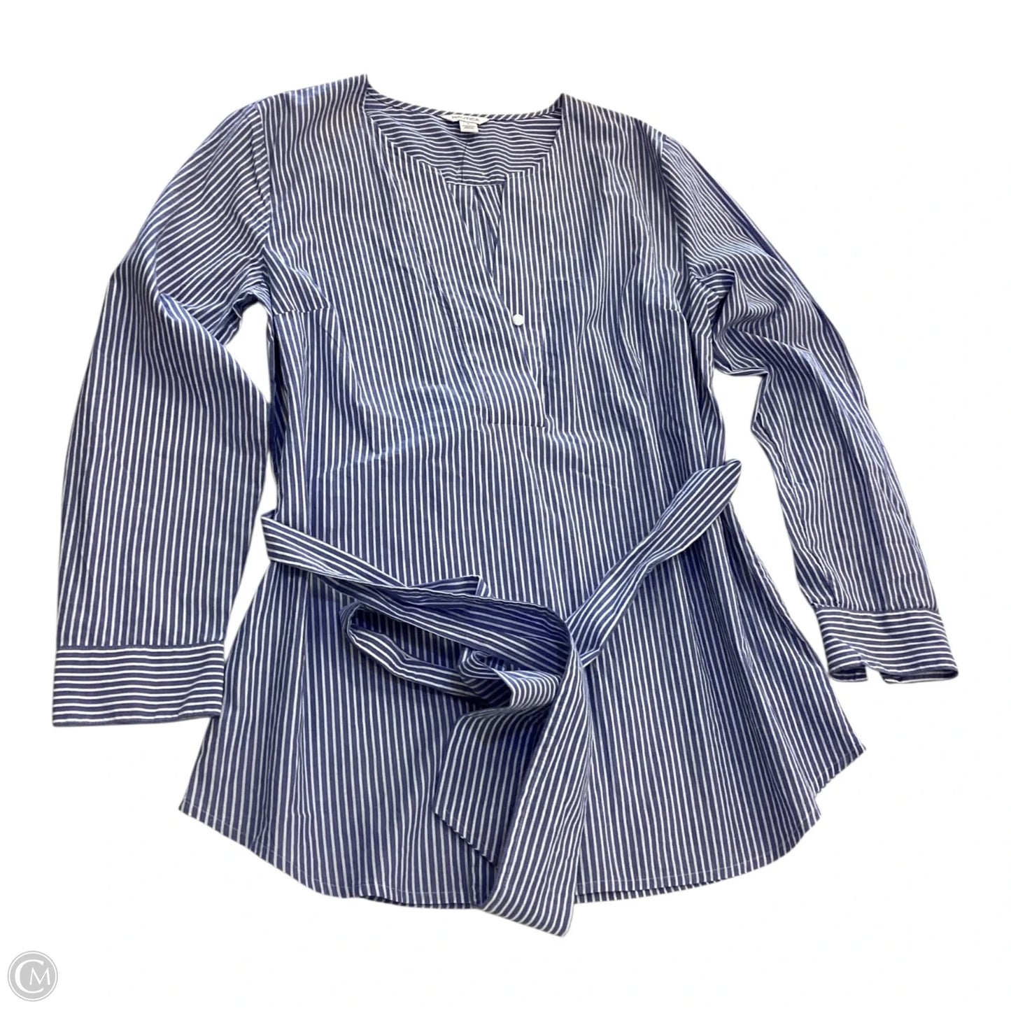 Tunic Long Sleeve By Nautica In Striped Pattern, Size: L