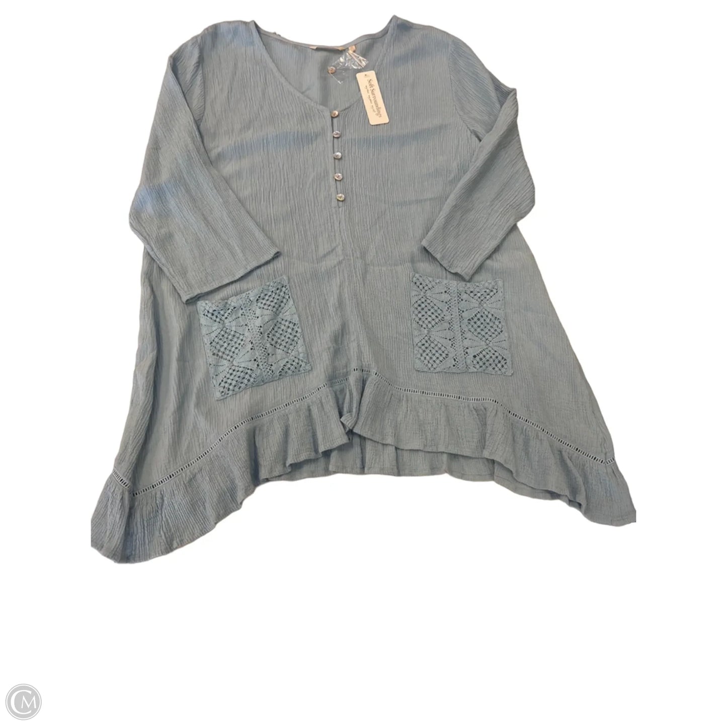 Top 3/4 Sleeve By Soft Surroundings In Blue, Size: L