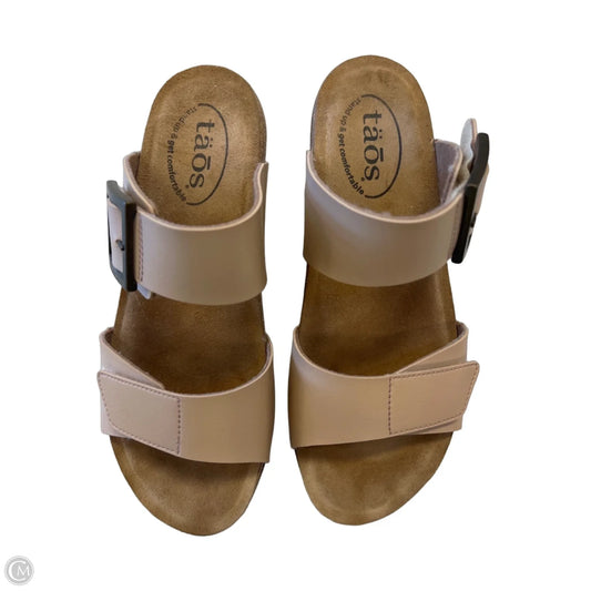 Sandals Heels Wedge By Taos In Tan, Size: 8.5