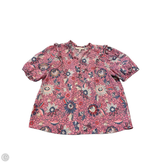 Blouse Short Sleeve By Loft In Multi-colored, Size: M