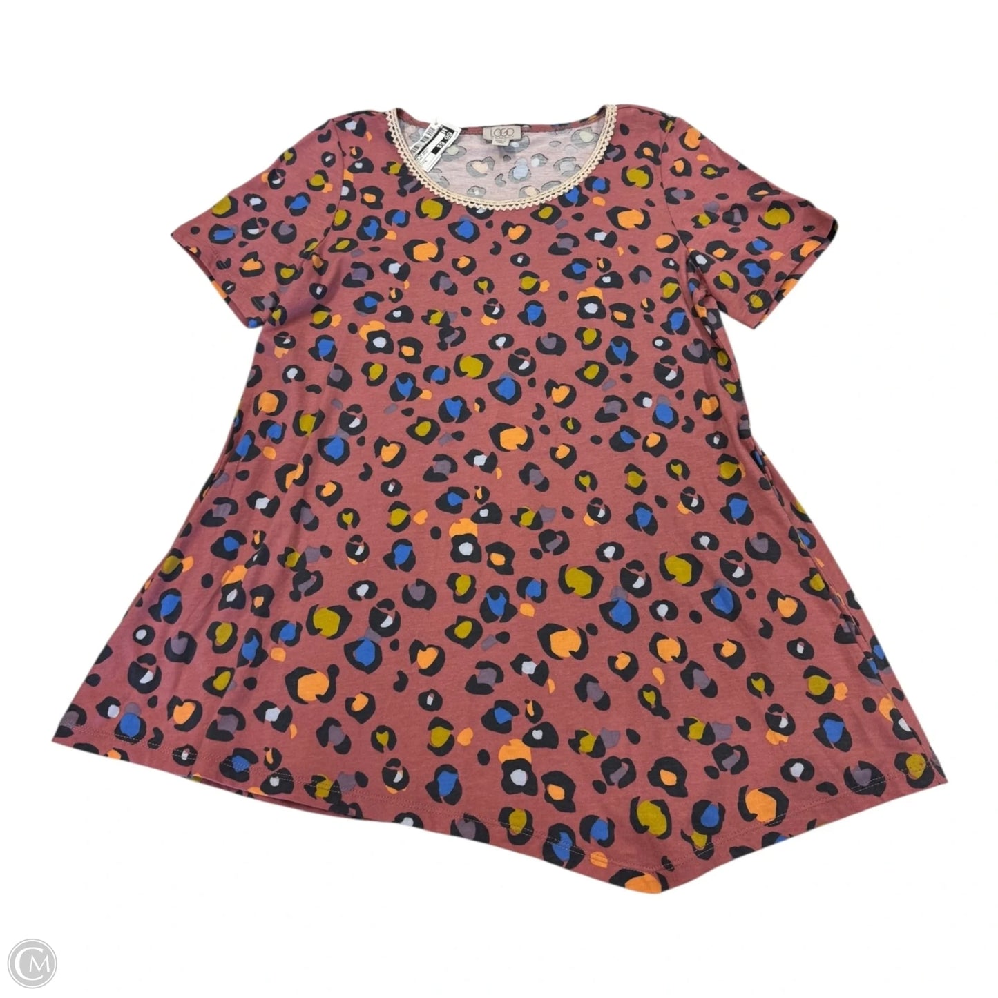 Top Short Sleeve Basic By Logo In Animal Print, Size: S
