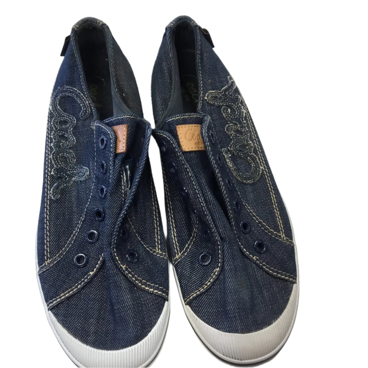 Shoes Designer By Coach In Blue Denim, Size: 10