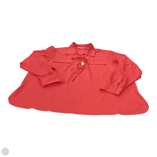 Top Long Sleeve By Calvin Klein In Coral, Size: M