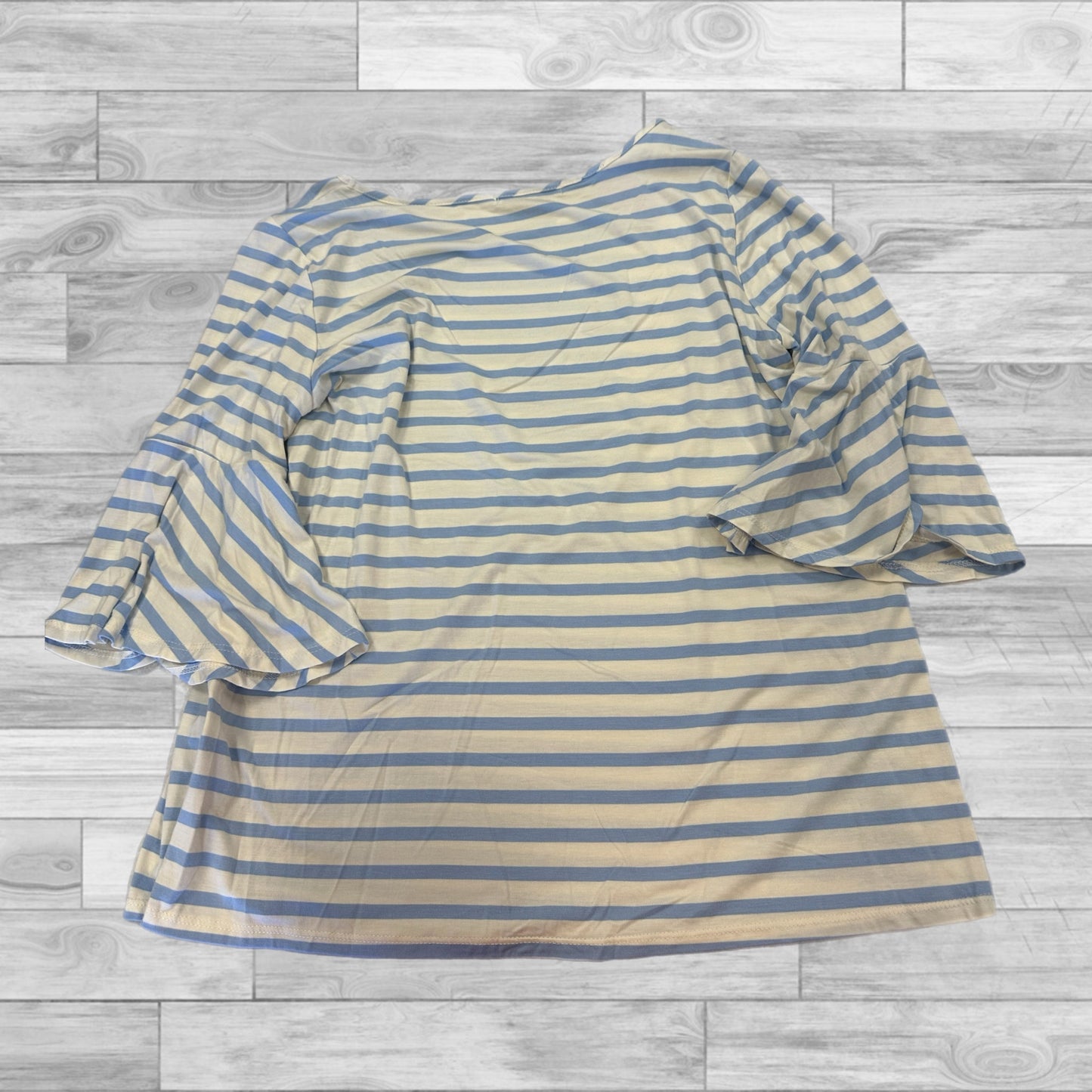 Top 3/4 Sleeve By Green Envelope In Blue & White, Size: L