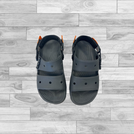 Grey & Orange Sandals Flats Crocs, Size 6