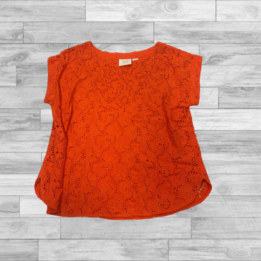 Top Short Sleeve By Maeve In Orange, Size: 8