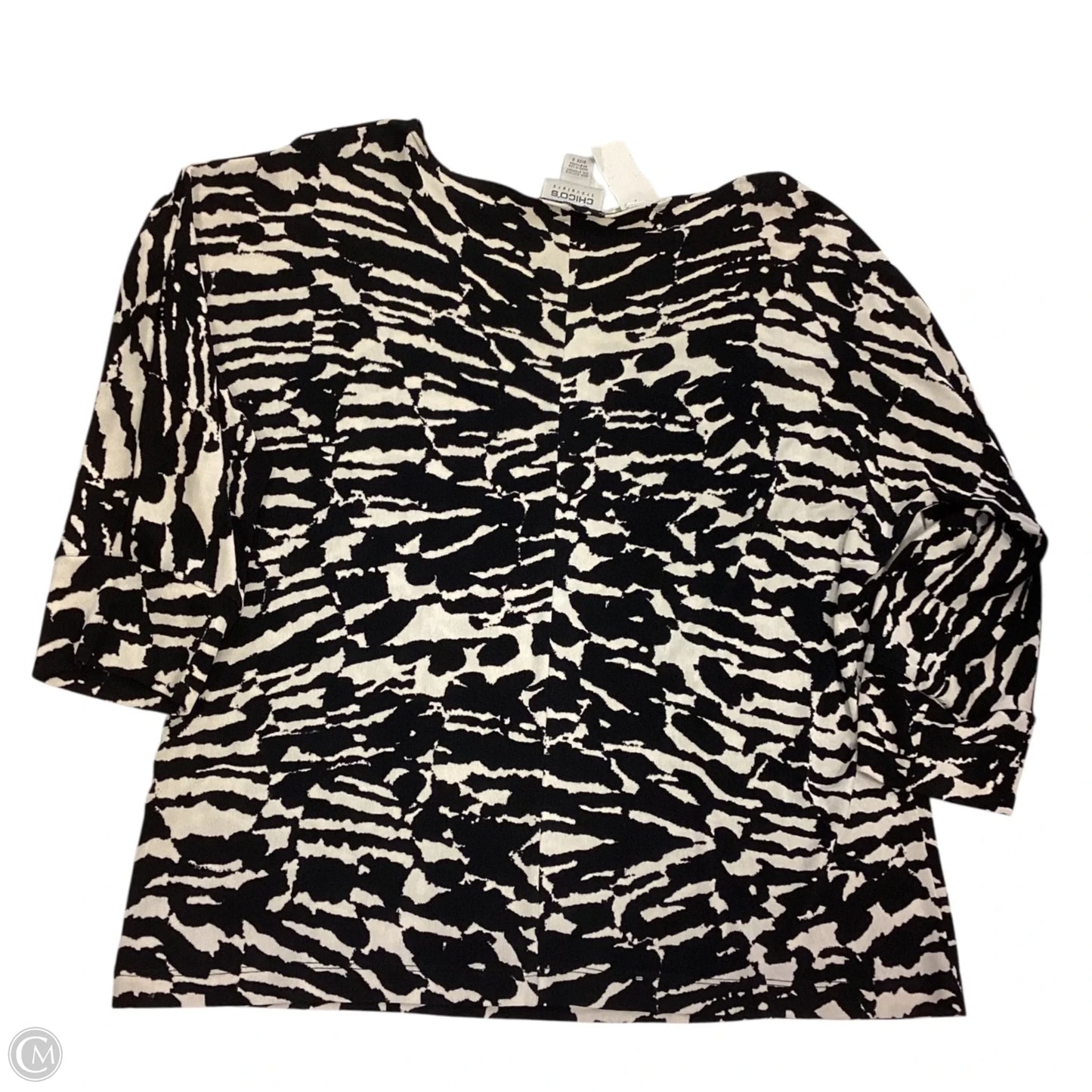 Top Long Sleeve By Chicos In Black & Cream, Size: 2