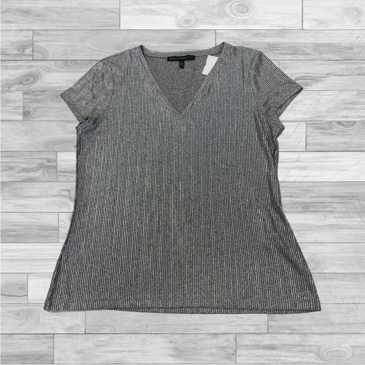 Top Short Sleeve By White House Black Market In Silver, Size: L