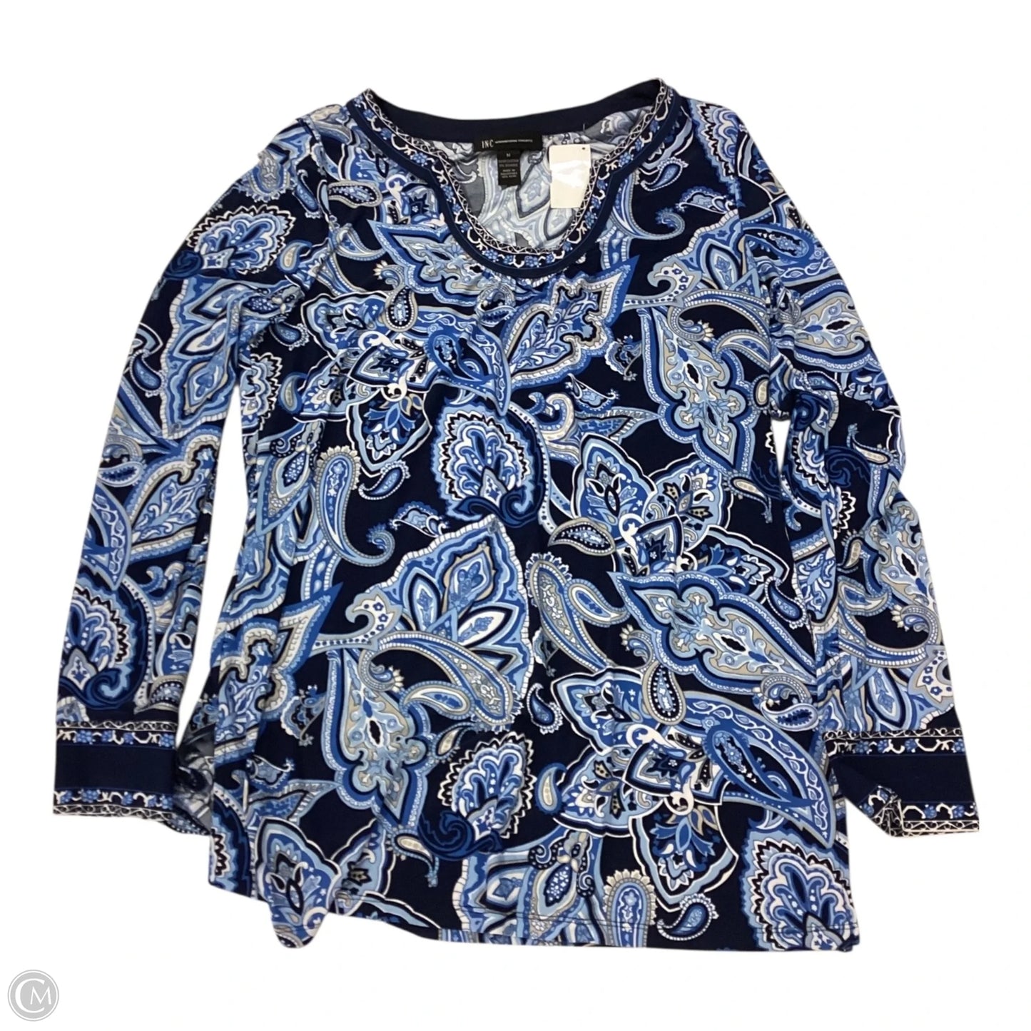 Top Long Sleeve By Inc In Blue, Size: M