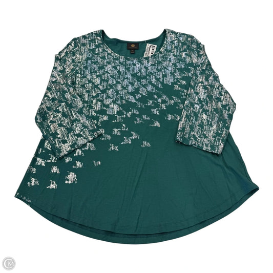 Top 3/4 Sleeve By Jm Collections In Green, Size: Xlp