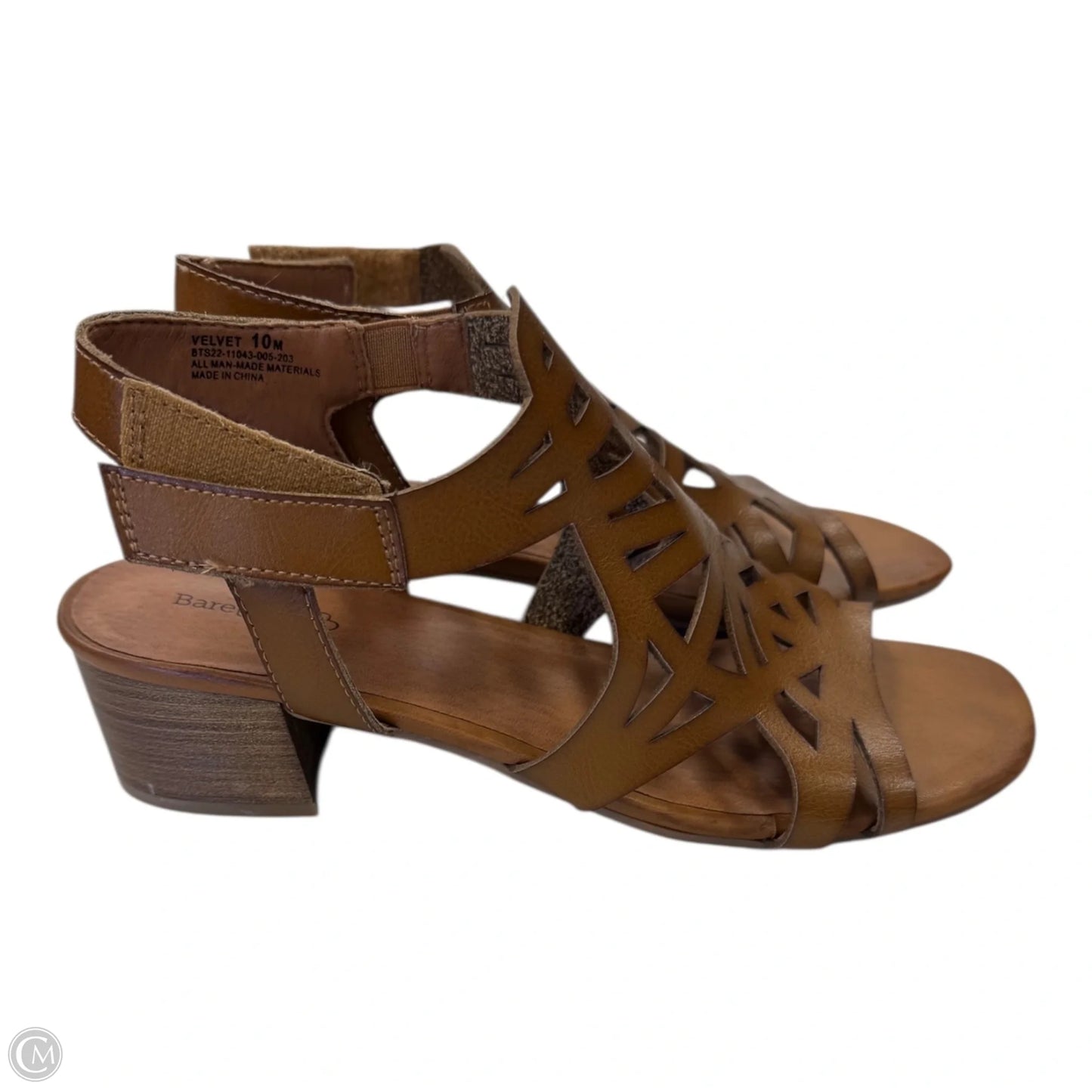Sandals Heels Block By Bare Traps In Brown, Size: 10