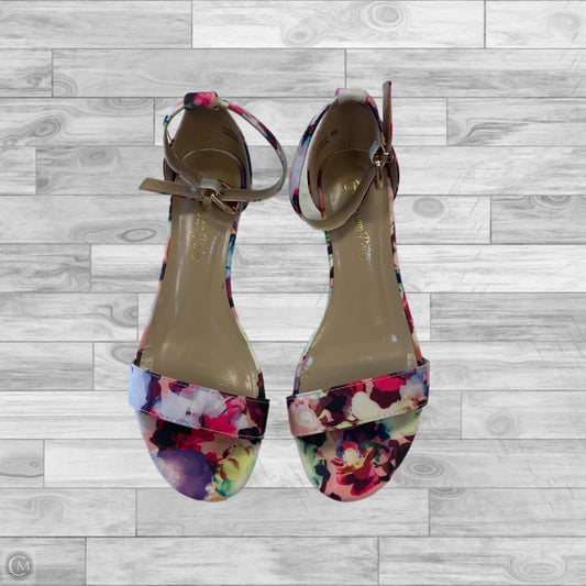 Sandals Heels Wedge By Clothes Mentor In Floral Print, Size: 6.5