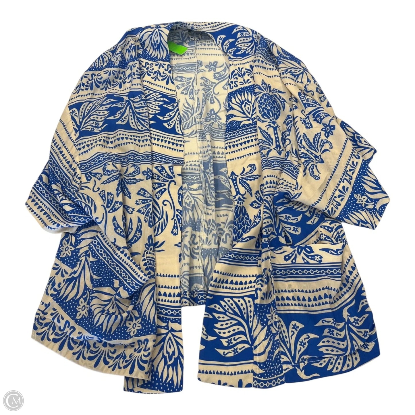 Kimono By Clothes Mentor In Blue & Cream, Size: Osfm