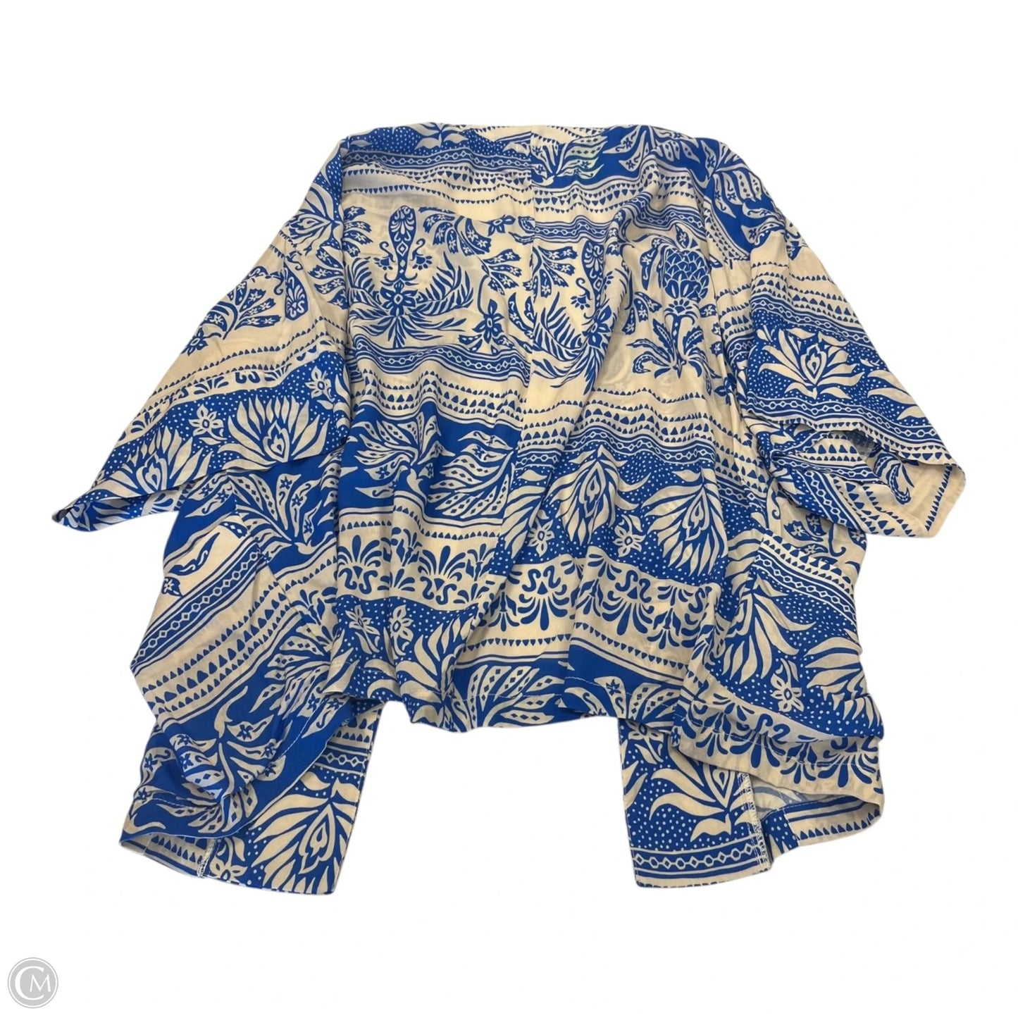 Kimono By Clothes Mentor In Blue & Cream, Size: Osfm