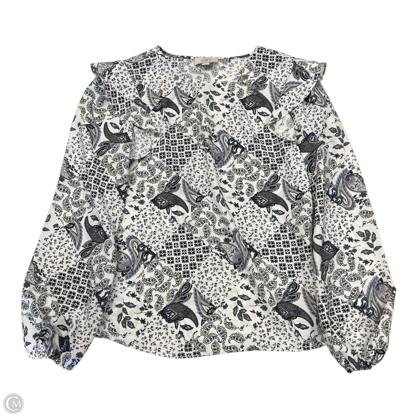 Top Long Sleeve By Loft In Black & White, Size: Xs