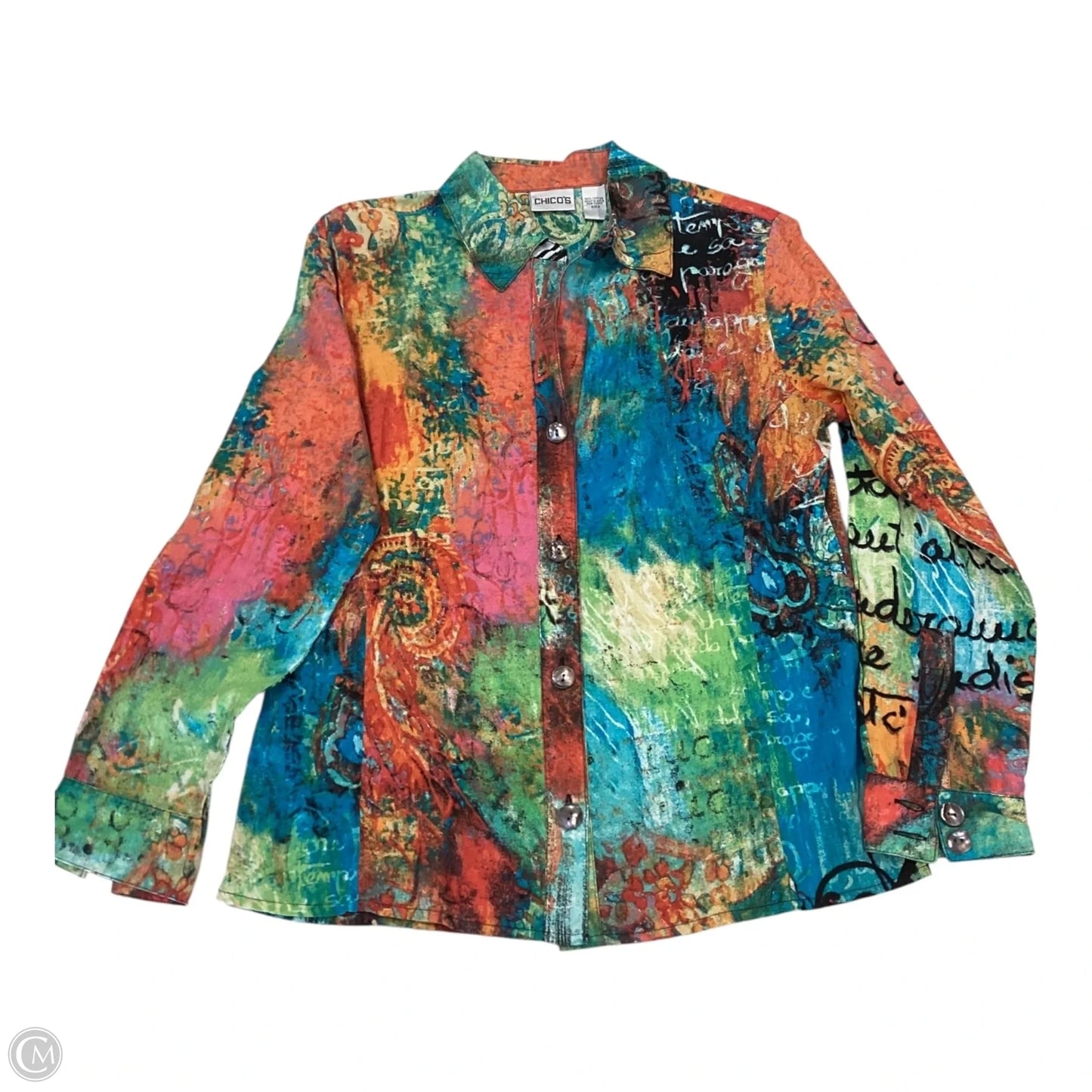 Top Long Sleeve By Chicos In Multi-colored, Size: S