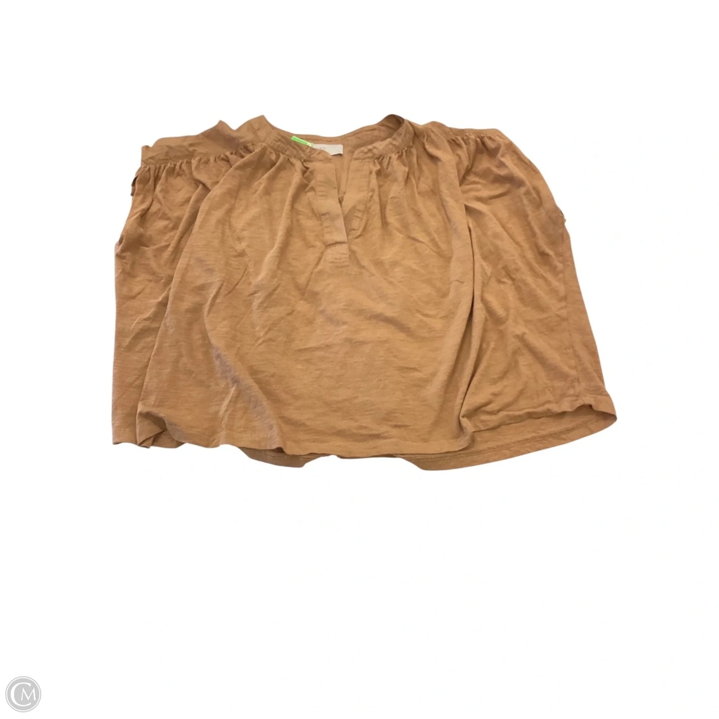 Top Short Sleeve By Loft In Tan, Size: L