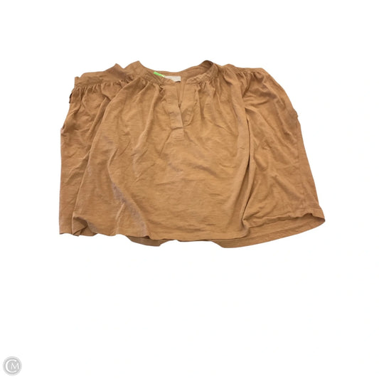 Top Short Sleeve By Loft In Tan, Size: L
