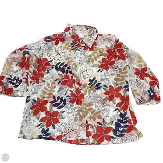 Top 3/4 Sleeve By Alfred Dunner In Red & White, Size: Lp