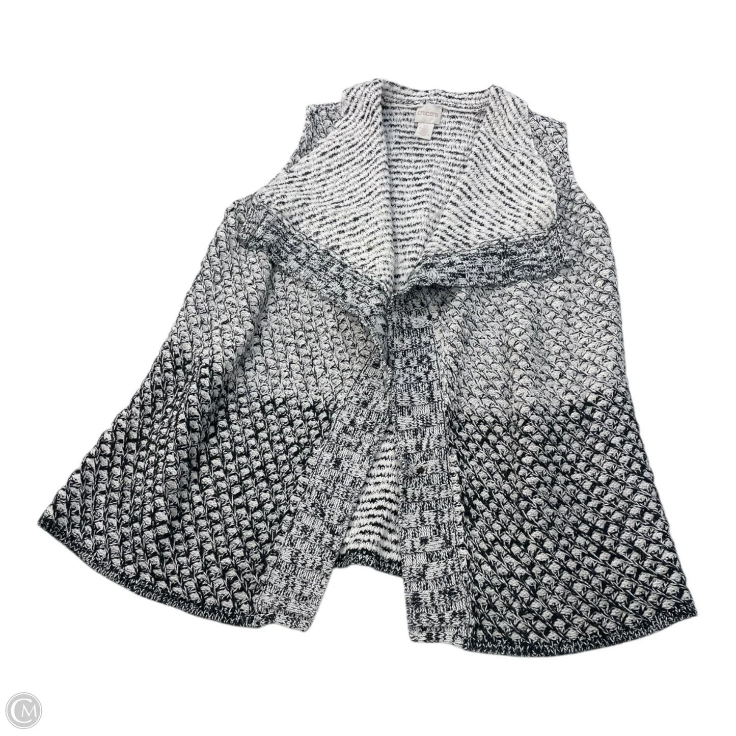 Vest Sweater By Chicos In Black & White, Size: S