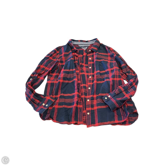 Top Long Sleeve By Tommy Hilfiger In Plaid Pattern, Size: Xl