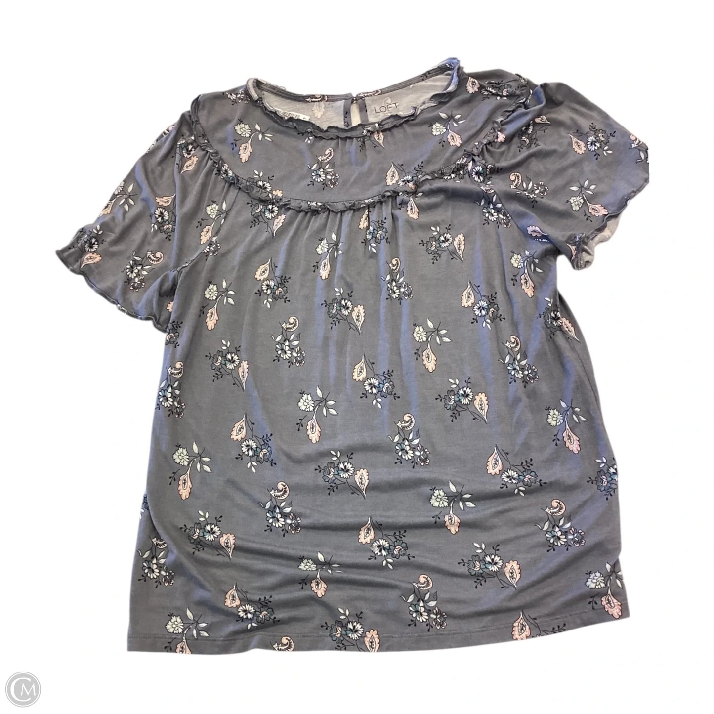 Top Short Sleeve By Loft In Grey, Size: S