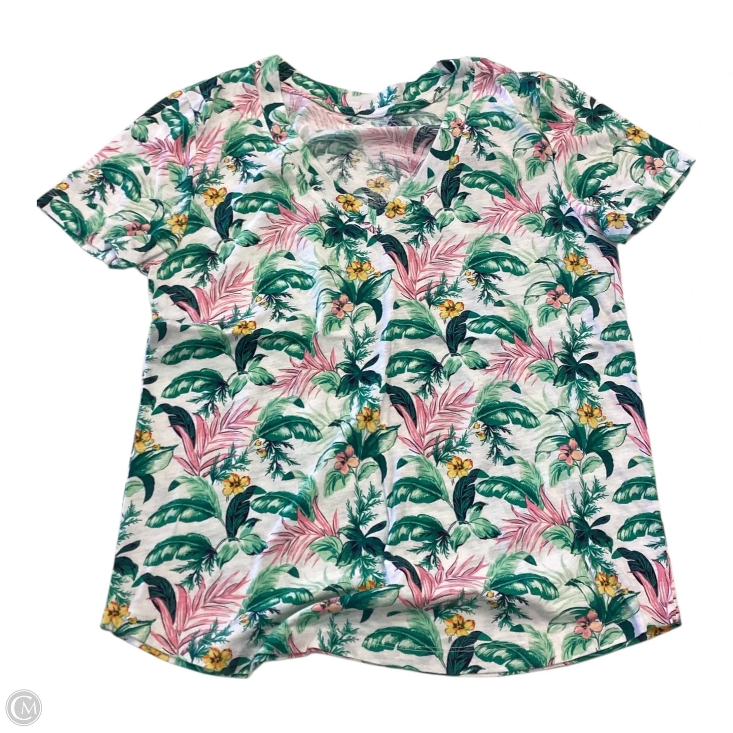 Top Short Sleeve By Loft In Tropical Print, Size: S