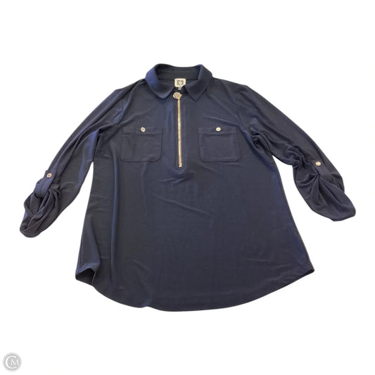 Top Long Sleeve By Anne Klein In Navy, Size: M