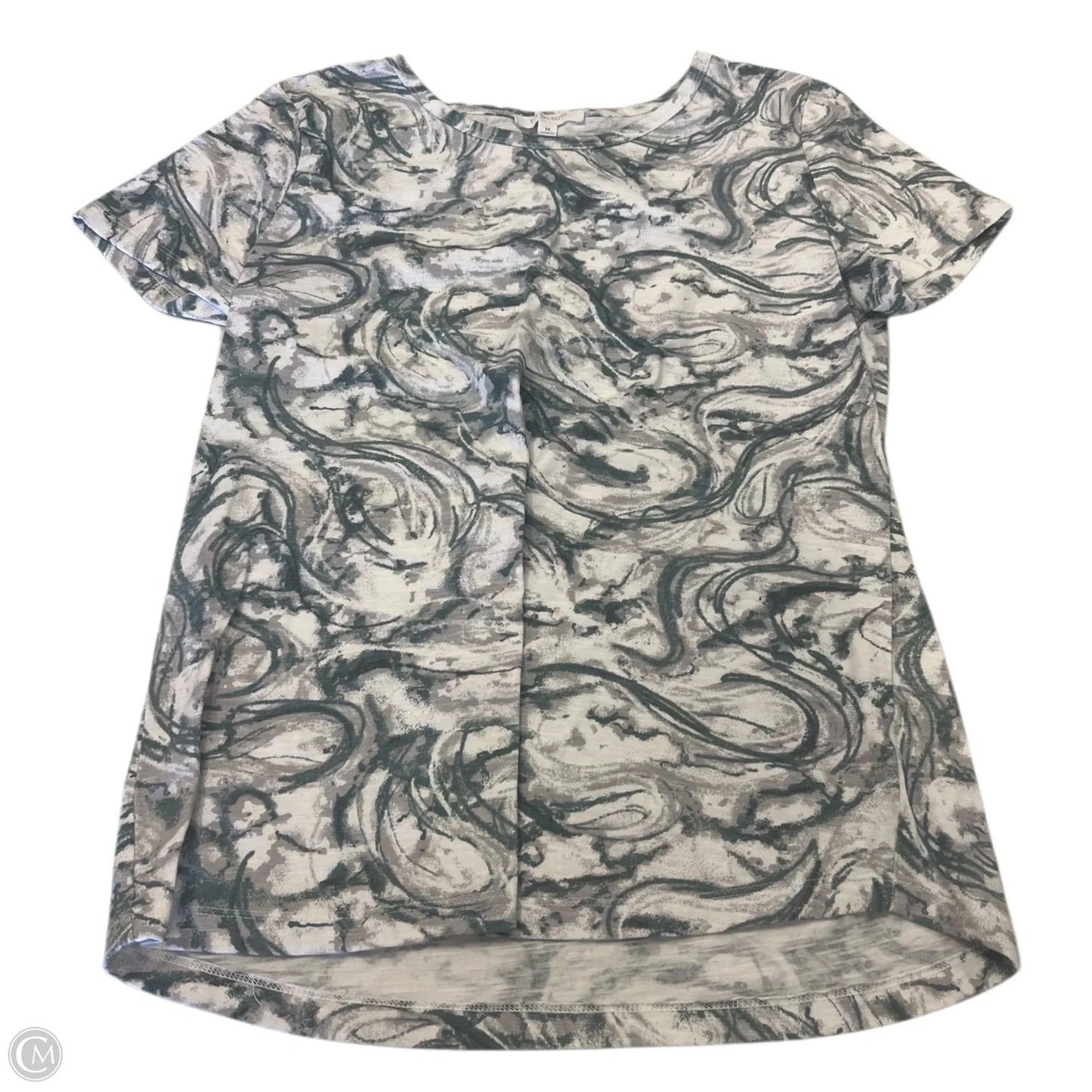 Top Short Sleeve Basic By Talbots In Green & Grey, Size: M