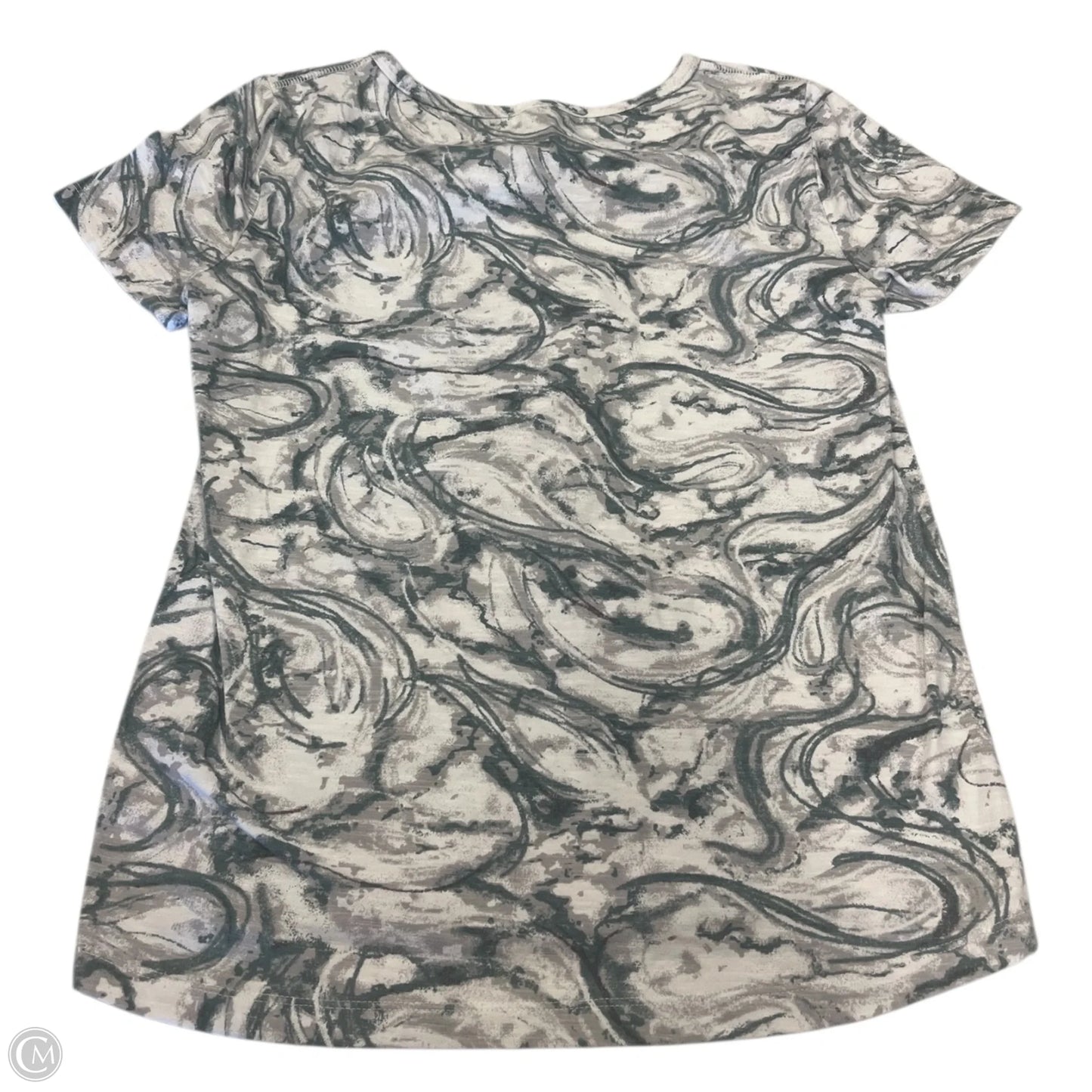 Top Short Sleeve Basic By Talbots In Green & Grey, Size: M