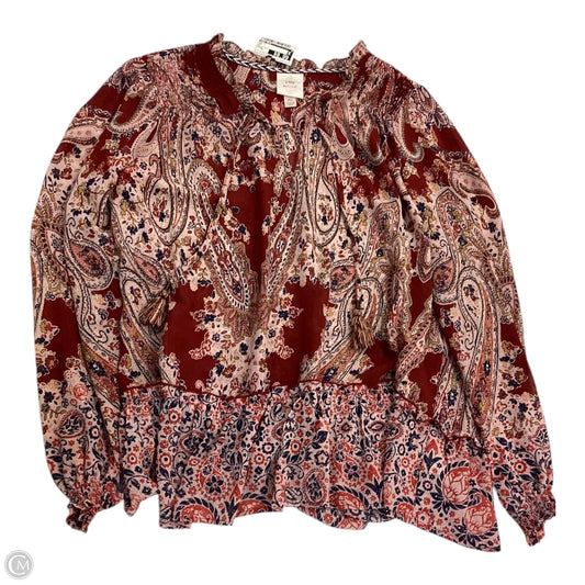 Top Long Sleeve By Knox Rose In Red, Size: Xl