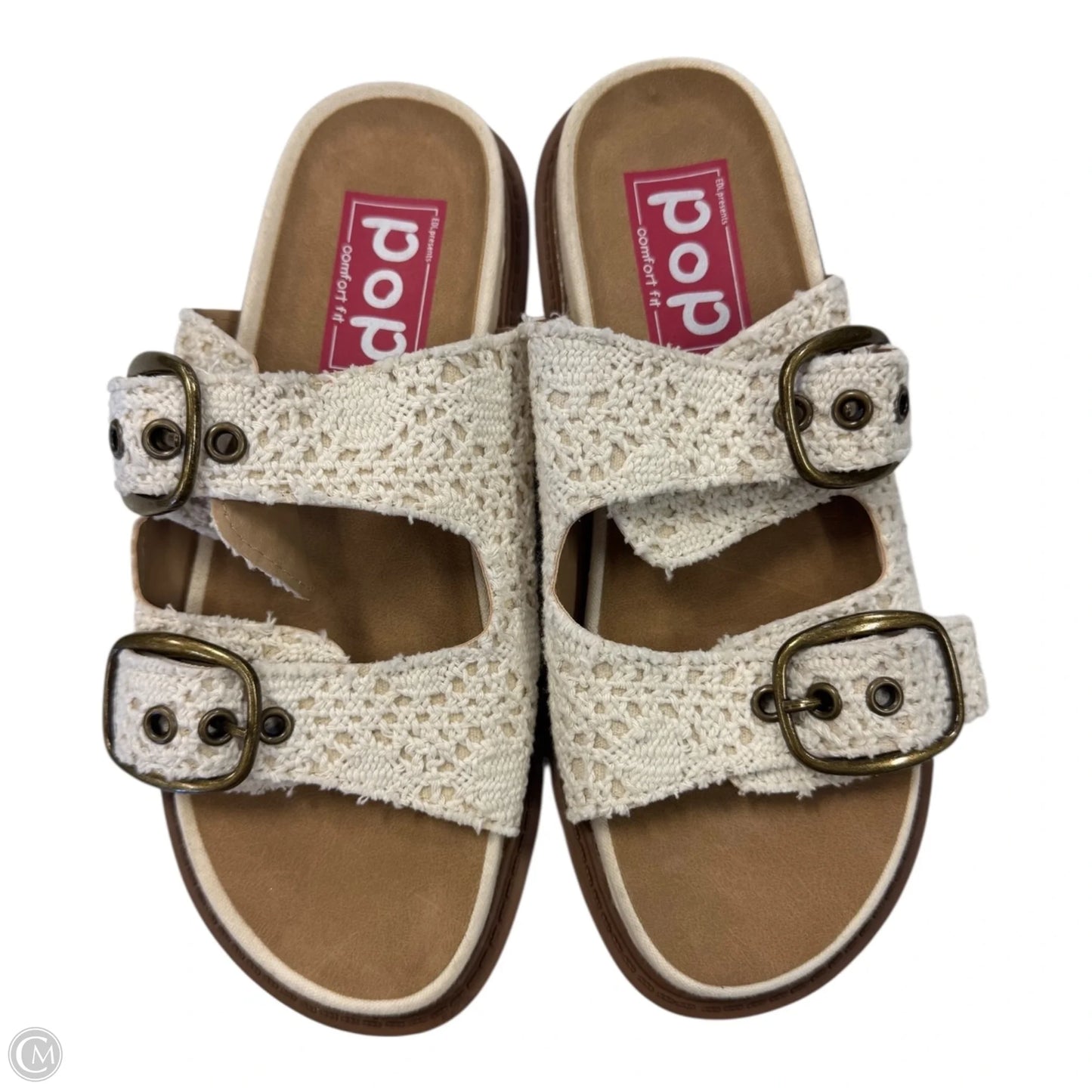 Sandals Flats By Popfit In Brown & Cream, Size: 6