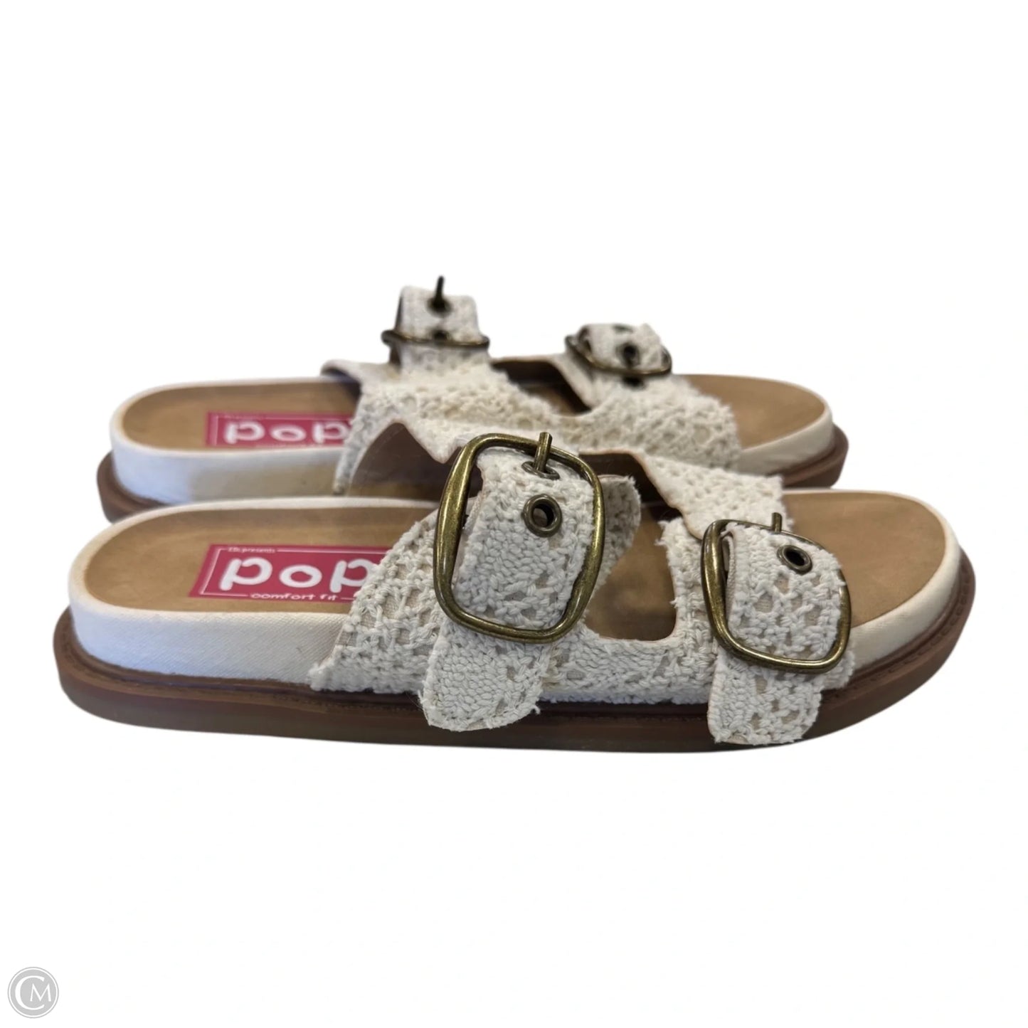 Sandals Flats By Popfit In Brown & Cream, Size: 6