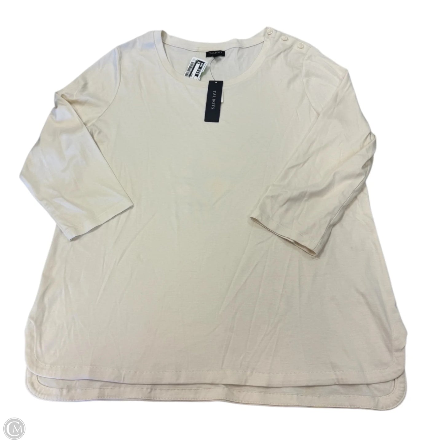Top Long Sleeve Basic By Talbots In Cream, Size: 1x