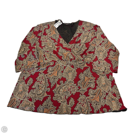 Top Long Sleeve By Brittany Black In Red, Size: 2x