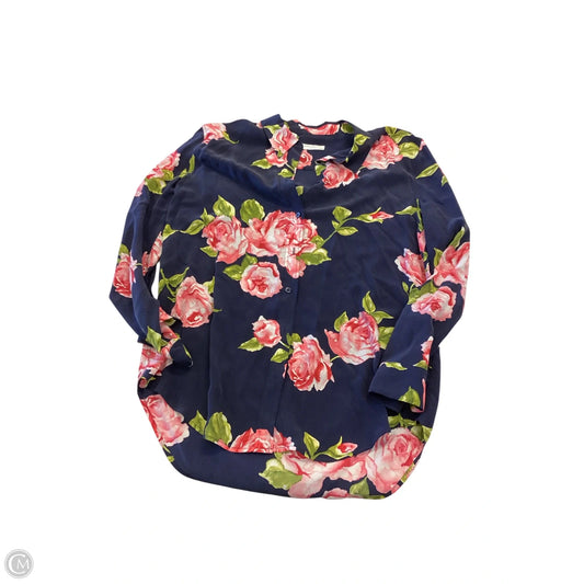 Top Long Sleeve By Equipment In Floral Print, Size: M