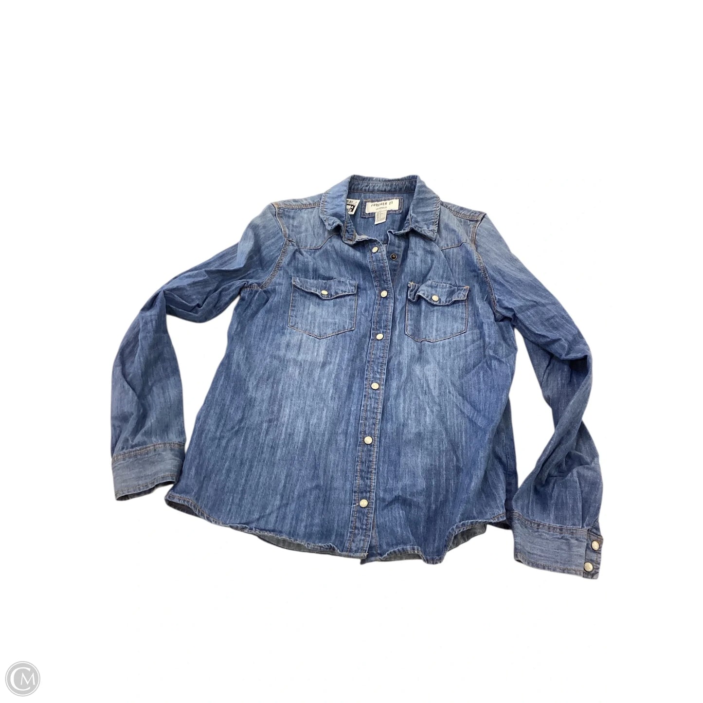 Top Long Sleeve By Forever 21 In Blue, Size: L