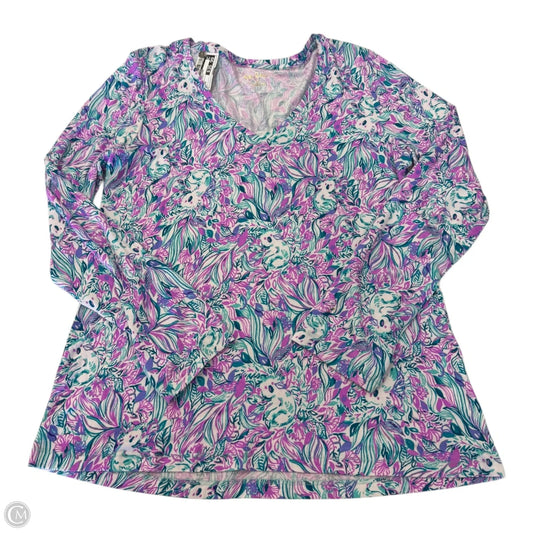 Top Long Sleeve Designer By Lilly Pulitzer In Blue & Purple, Size: M