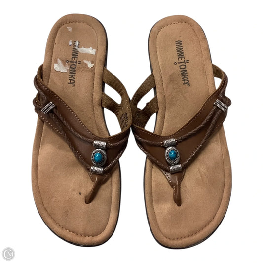 Sandals Flats By Minnetonka In Brown, Size: 7