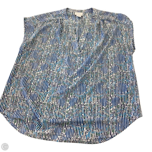 Blouse Short Sleeve By Liz Claiborne In Blue, Size: L