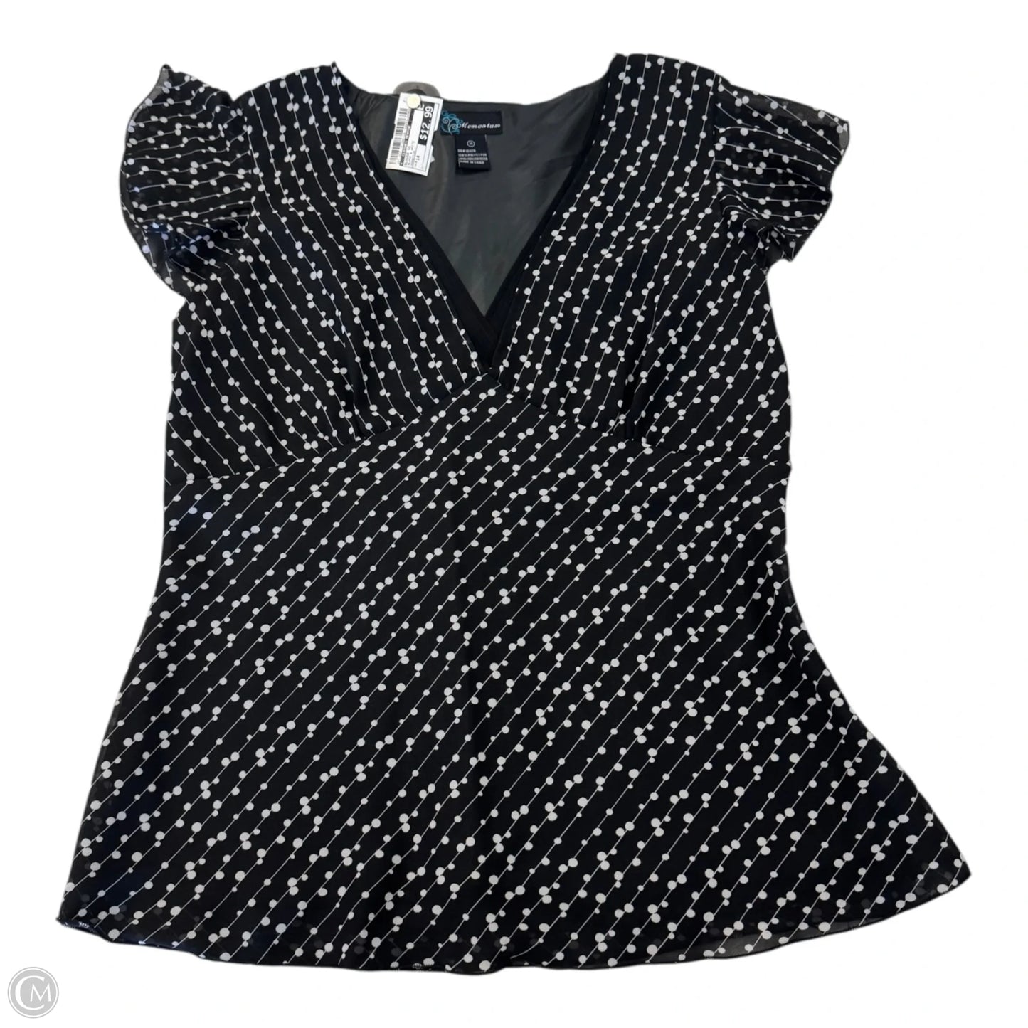 Blouse Short Sleeve By Clothes Mentor In Black & White, Size: 14