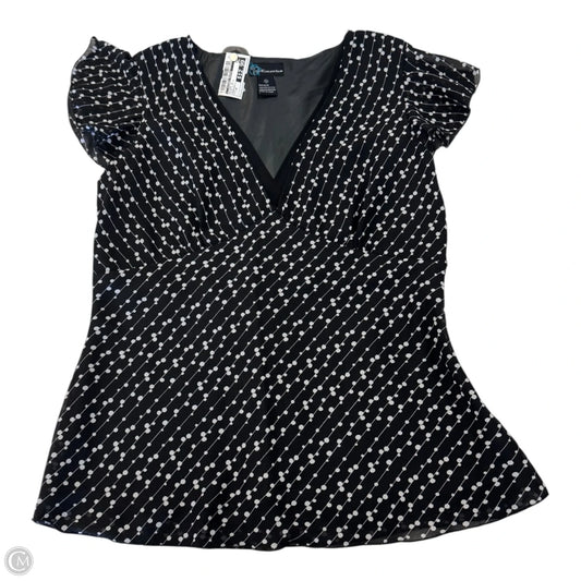 Blouse Short Sleeve By Clothes Mentor In Black & White, Size: 14
